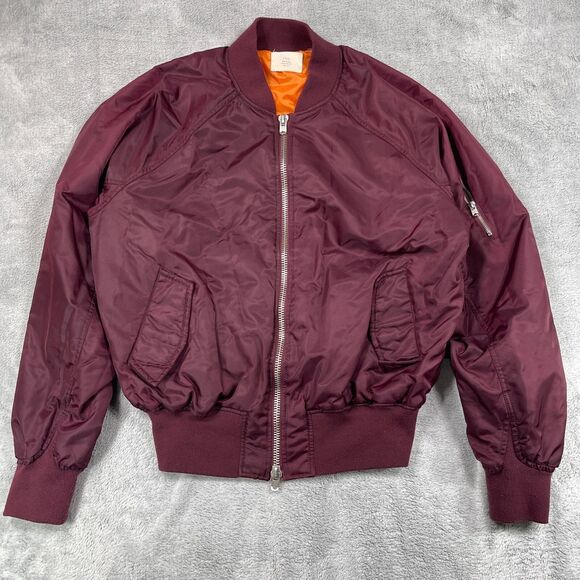 Fear Of God Collection Two Bomber Jacket Men Large Burgundy Nylon Lined Full Zip
